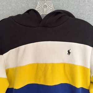 Polo Ralph Lauren Rugby Hoodie Youth Boys Large 14-16 Blue+ Striped Pullover